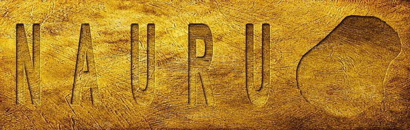 Nauru Map and Text on Grunge Gold Texture