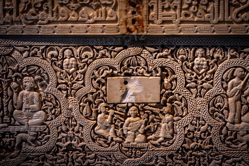 Spanish-Arab chest of the Leire monastery, 1004 after Christ. manufactured in the Madinat Al-Zahira workshop, Museum of Navarra, Pamplona, Navarra, Spain, Europe
