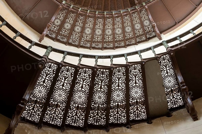 Binz on Rügen, Granitz hunting lodge, built between 1837 and 1846 by Johann Gottfried Steinmeyer on behalf of Prince Wilhelm Malte I zu Putbus, staircase with cast-iron staircase