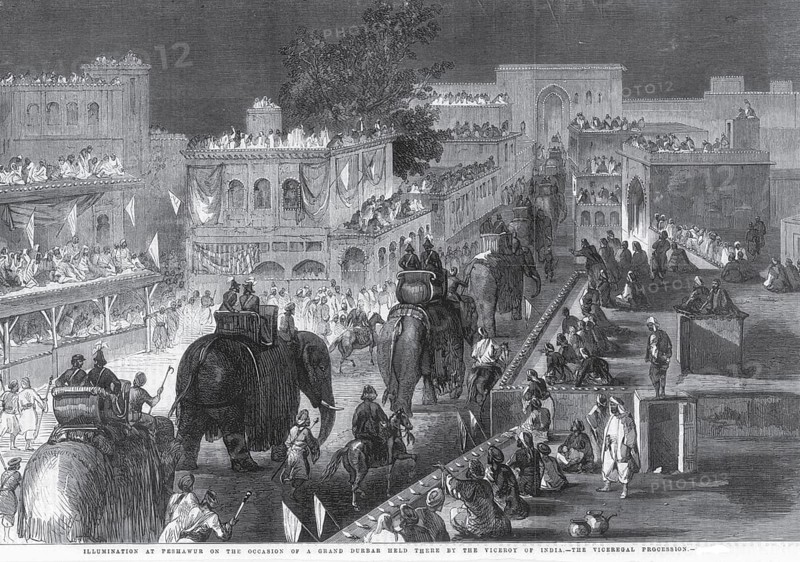 General View Illumination at Peshawur Peshawar occasion of Grand Durbar held there by Viceroy Vice regal Procession, Pakistan, Asia
