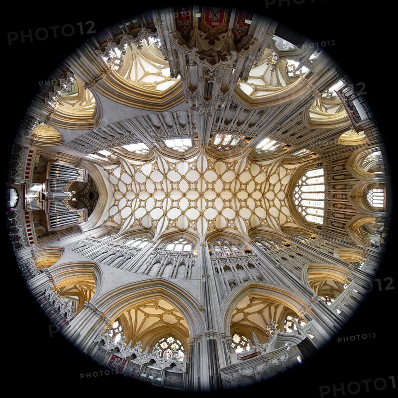 Fisheye 360, interior view, ceiling, Wells Cathedral, Wells, England, Great Britain