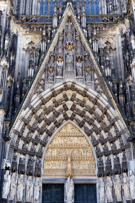 Entrance arch of the cathedral of Cologne, Germany, Europe