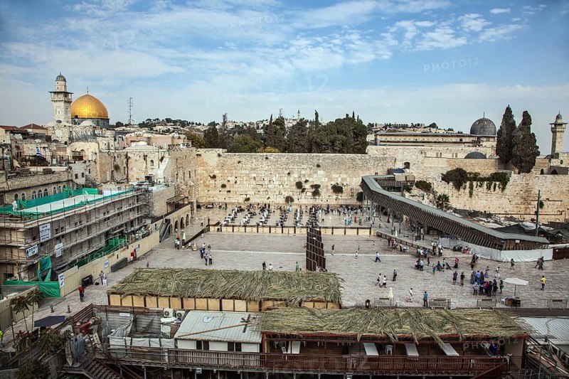 Jerusalem, Israel. The Western Wall of the Temple between prayers