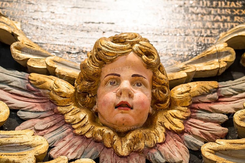 Epitaph with an angel, St Wilhadi-Church, Stade, Lower Saxony, Germany, Europe