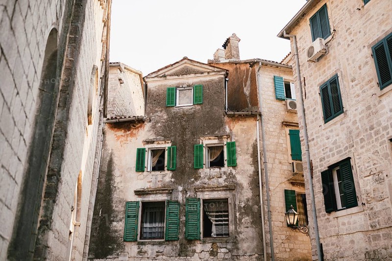 Architecture of a beautiful old town, closeup view.Tourism and travel concept