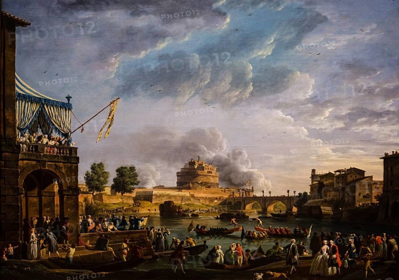 Claude-Joseph Vernet, A sporting contest on the Tiber, 1750, oil on canvas, National Gallery, London, England, Great Britain