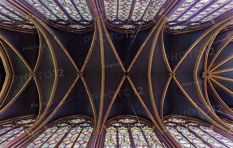 Sainte-Chapelle, the ceiling of the Upper Chapel. Paris, France, Europe