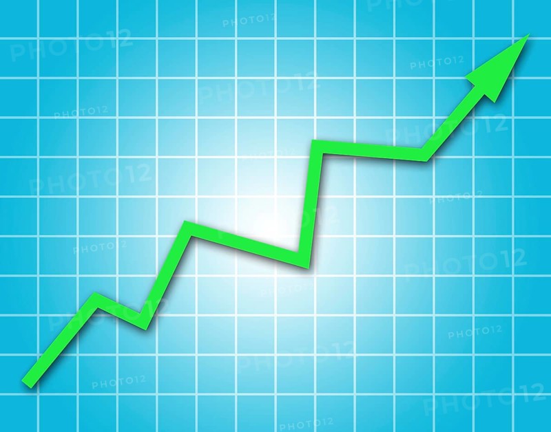 Arrow graph going up on blue background