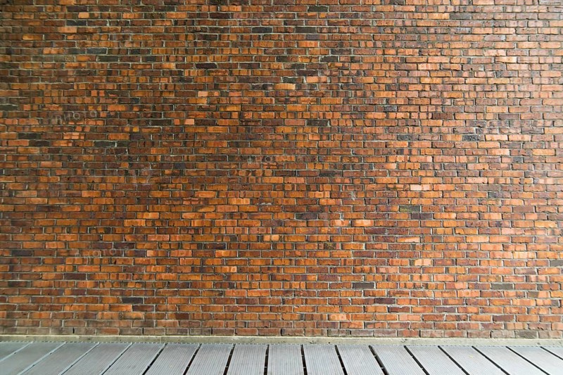 Background of old vintage brick wall with floor
