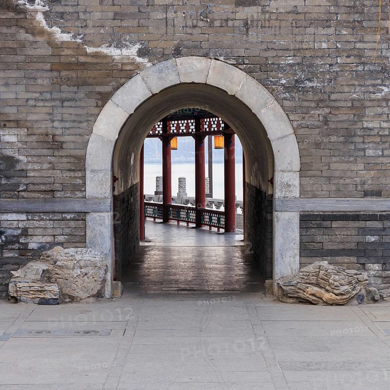 Historic gatehouse at Behai park in Beijing, China, Beijing, China, Asia