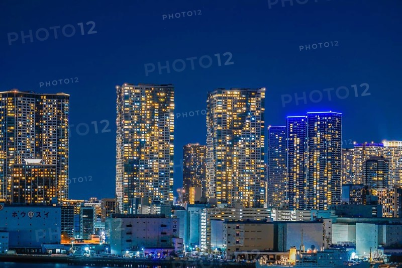 Skyscrapers visible from the Minato-ku, Tokyo. Shooting Location: Tokyo metropolitan area