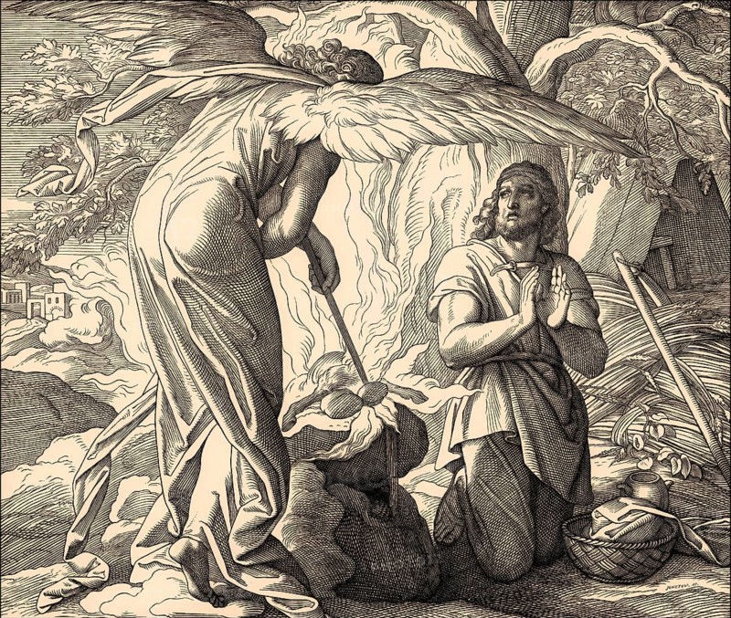 Gideon with the Angel of the Lord, Old Testament, by Julius Schnorr von Carolsfeld, 1860
