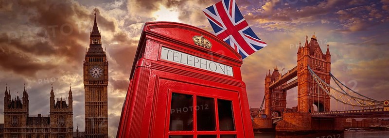 London photomount with telephone box and Icon landmarks