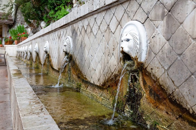 The lion fountain in the village of Spili on Crete, Greece, Europe