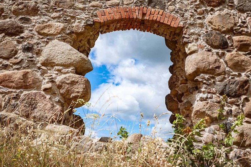 Window opening of an old stone building Limbazi, Latvia, Europe