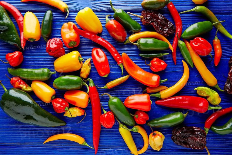 Mexican hot chili peppers colorful mix habanero poblano serrano jalapeno sweet