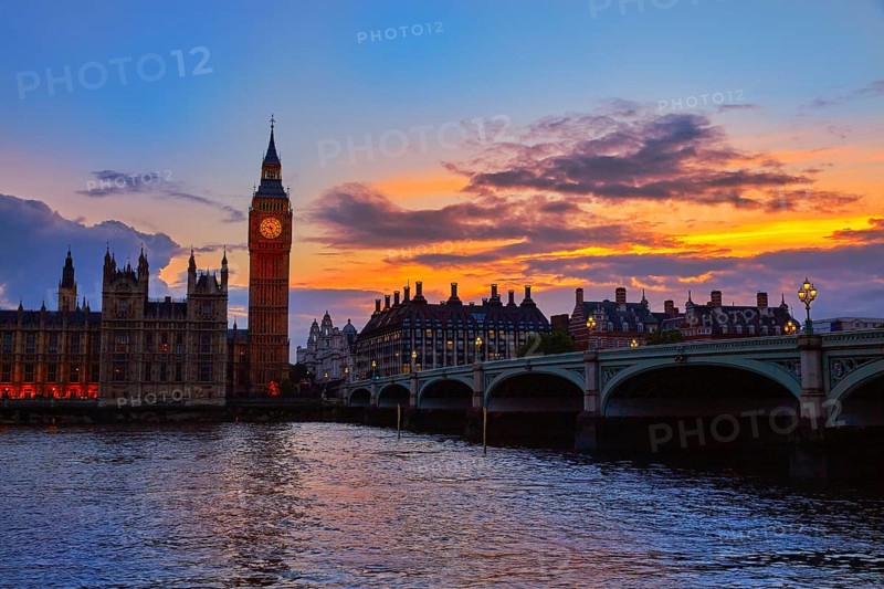 Big Ben Clock Tower London at Thames River England