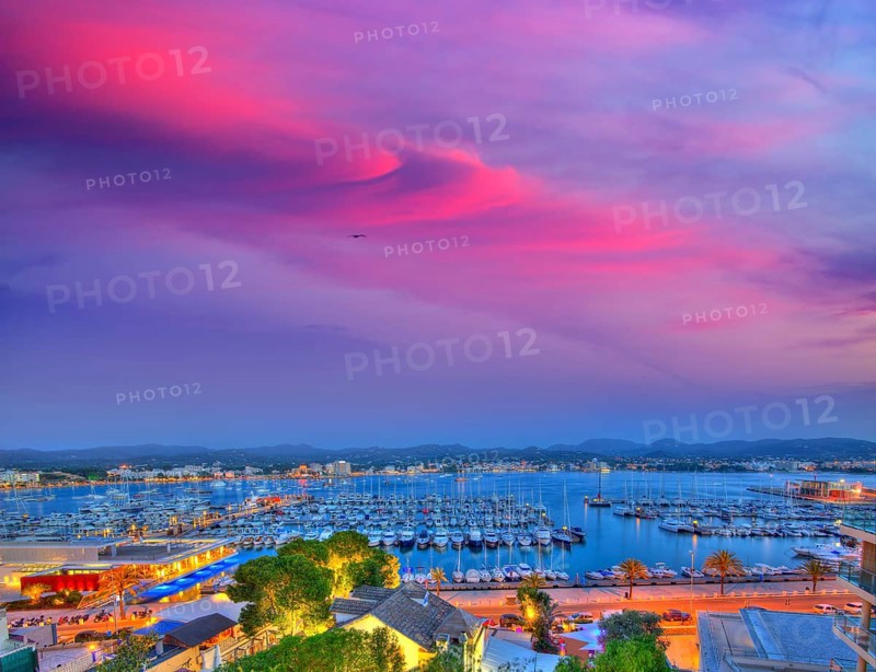 Ibiza San Antonio Abad Sant Antoni Portmany sunset in Balearic islands