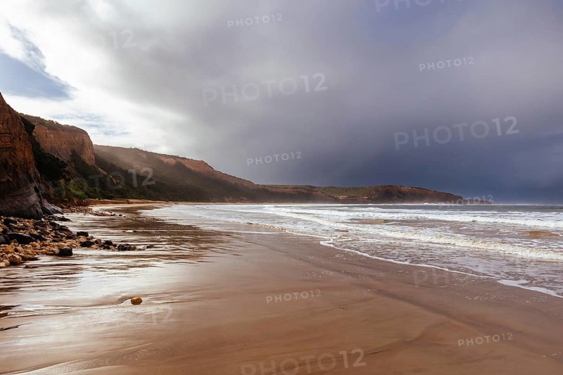 Point Addis Beach and ocean on a stormy cool autumn day near Torquay, Victoria, Australia, Oceania