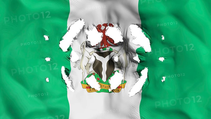 Abuja, capital of Nigeria flag with a small holes, white background, 3d rendering