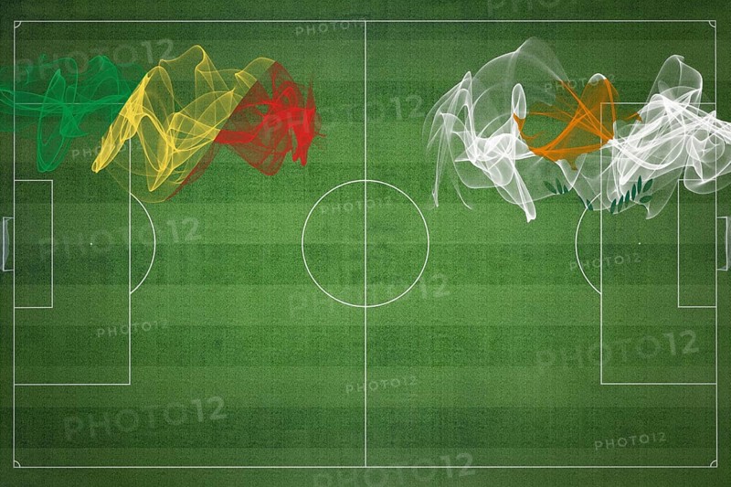 Republic of the Congo vs Cyprus Soccer Match, national colors, national flags, soccer field, football game, Competition concept, Copy space