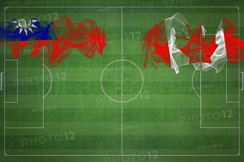 Taiwan vs Canada Soccer Match, national colors, national flags, soccer field, football game, Competition concept, Copy space