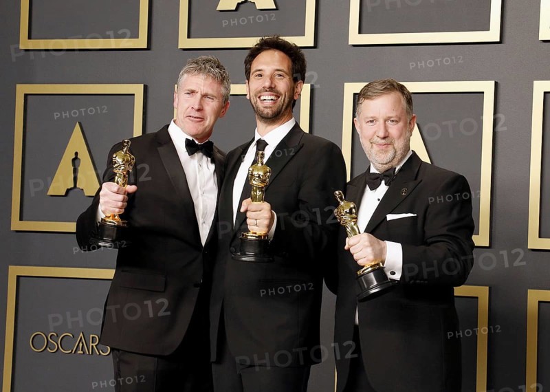 Guillaume Rocheron, Dominic Tuohy and Greg Butler at the 92nd Academy Awards, Press Room held at the Dolby Theatre in Hollywood, USA on February 9, 2020