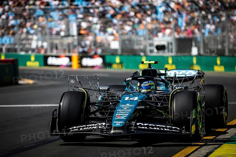 MELBOURNE, AUSTRALIA, MARCH 22: Fernando Alonso of Spain drives the Aston Martin AMR24 Mercedes during first practice at the 2024 Australian Grand Prix at Albert Park in Melbourne, Australia, Oceania