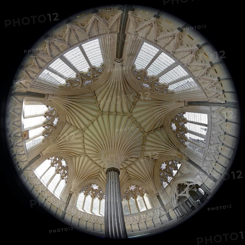 Fisheye 360, interior view, Chapter House, Wells Cathedral, Wells, England, Great Britain