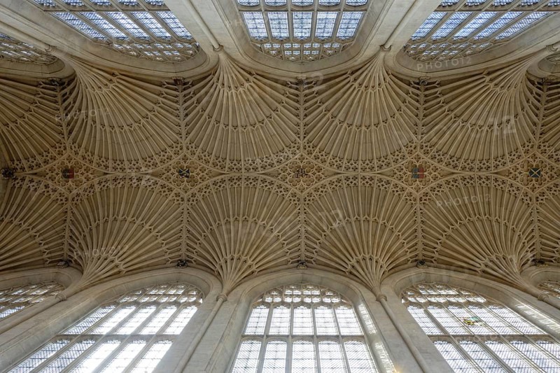 Interior view, ceiling, Bath Abbey, Bath, England, Great Britain