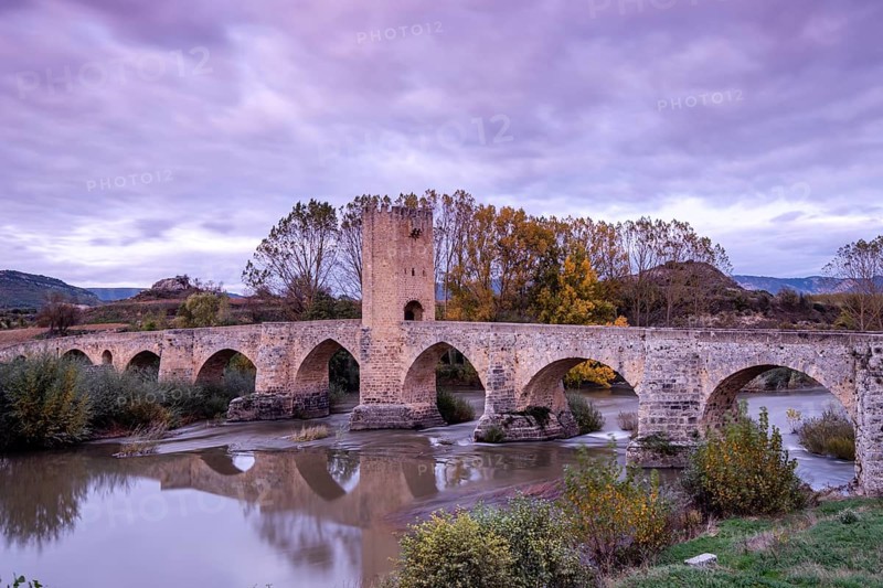 Medieval bridge of Frías, Romanesque origin, Frías, province of Burgos, region of Las Merindades, Spain, Europe