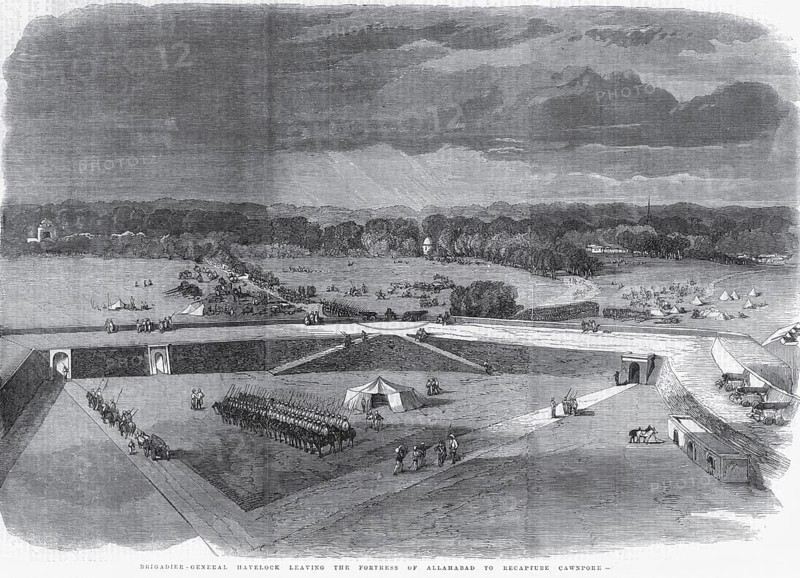 Military and mutiny, brigadier, general havelock leaving the fortress of Allahabad to recapture cawnpore, Uttar Pradesh