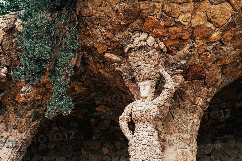 Walking alleys in the Park Guell, Barcelona, Spain.