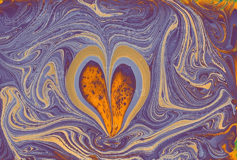 Beautiful abstract art of Ebru marbling painting techniques on water with paints
