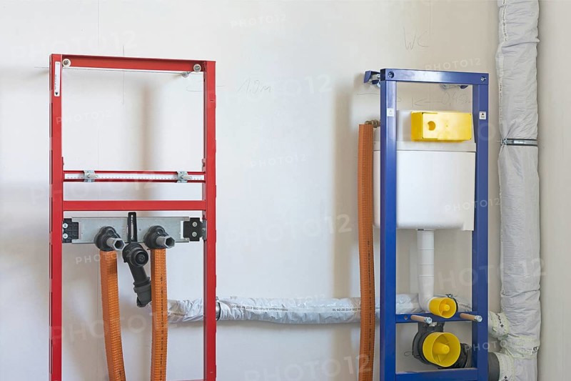 Modern sanitary substructure in a newly built home