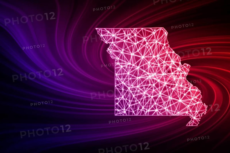 Map of Missouri, Polygonal mesh line map, modern map