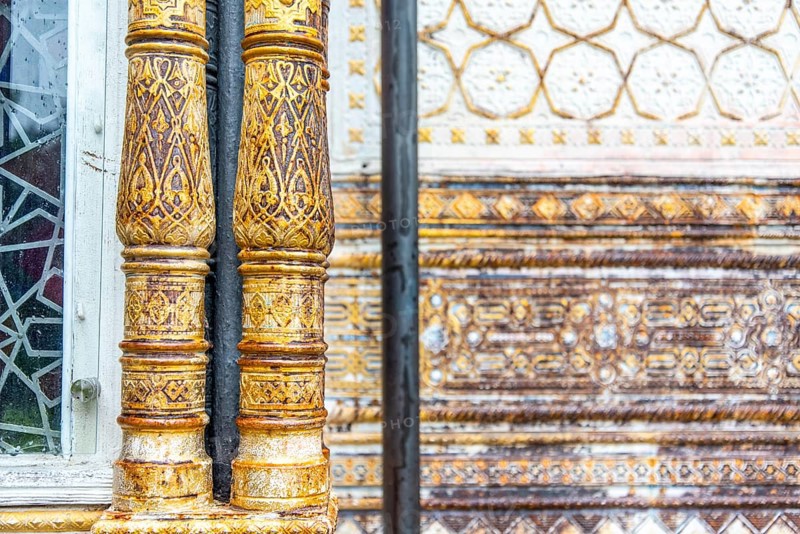 LINDERHOF, GERMANY, SEPTEMBER 22, 2022, Close view of the ornate wall at Moorish pavilion at Linderhof Palace in Upper Bavaria, Germany, Europe