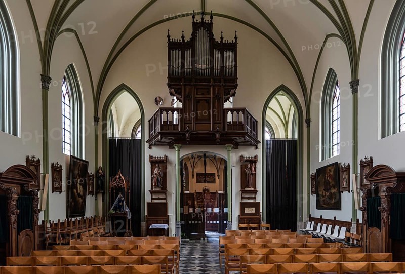 Lovenjoel, Flemish Brabant Region, Belgium, 01 29 2022: Interieur design of the gothic Saint Lambert church, Europe