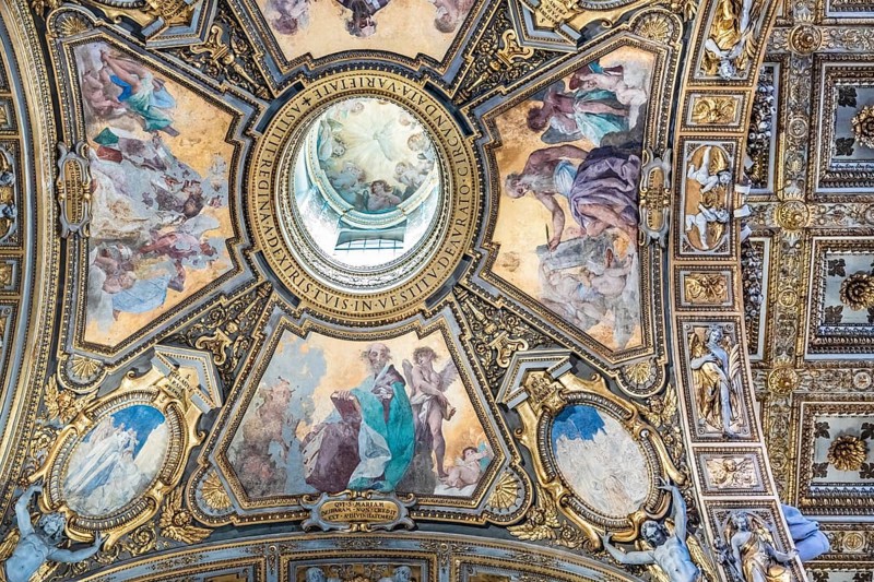 Coffered ceiling of the Basilica of Santa Maria Maggiore in Rome, Italy, Europe