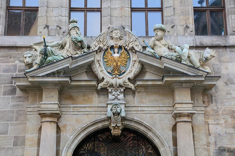 LInke's portal of the west façade, baroque portal by Leonhard Kern, town hall, Nuremberg, Middle Franconia, Franconia, Bavaria, Germany, Europe