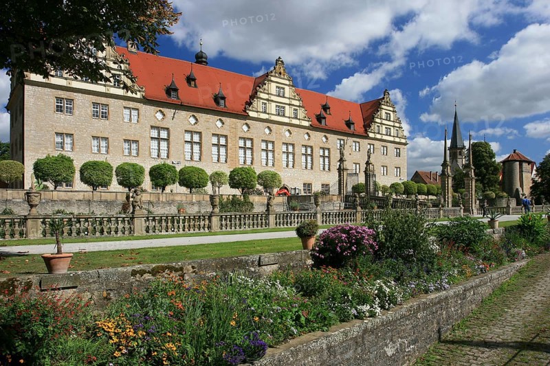 Weikersheim Palace Park, ancestral seat of the Lords of Hohenlohe, Main-Tauber district, Baden-Württemberg, Germany, Europe