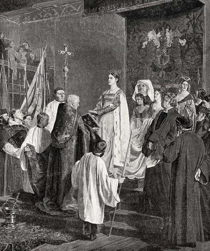 Mary, Duchess of Burgundy, swearing to respect the rights of the city of Brussels