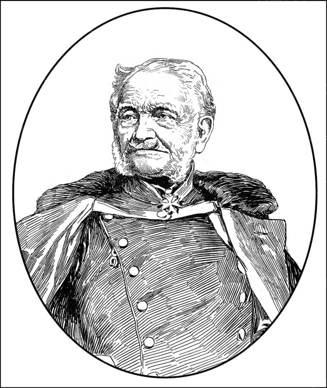 Historical illustration, portrait of Friedrich Heinrich Ernst Graf von Wrangel, 1784 - 1877, a Prussian general field marshal, Historische Zeichnung, Portrait von Friedrich Heinrich Ernst Graf von Wrangel, 1784 - 1877, ein preußischer Generalfeldmarschall