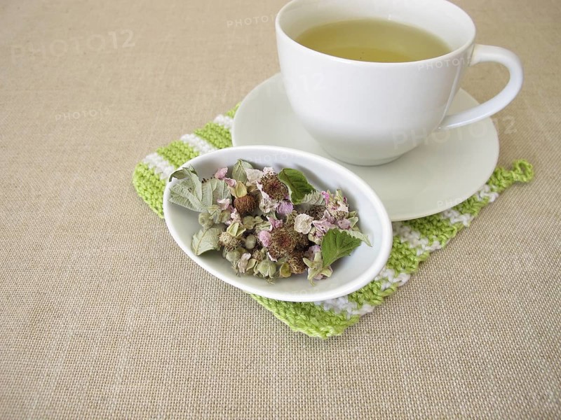Tea made from dried blackberry leaves and blackberry blossoms