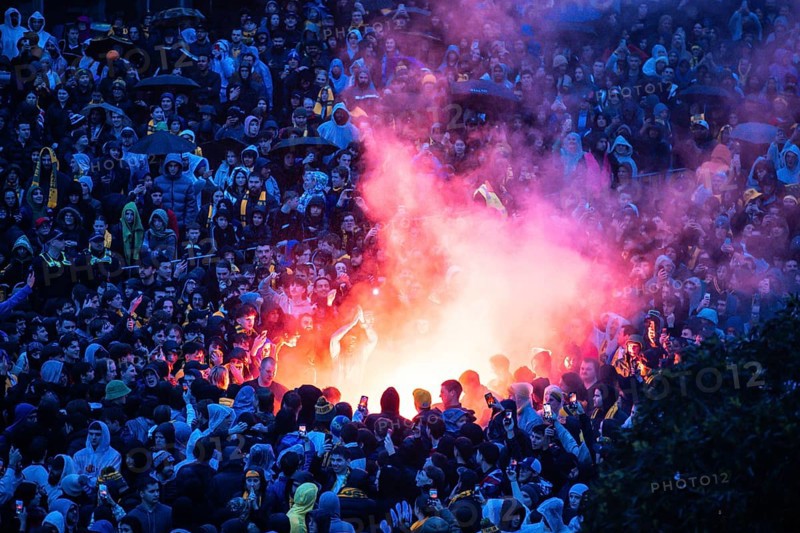 MELBOURNE, AUSTRALIA, AUGUST 12: General view of the Melbourne Fan Festival with capacity crowd watching Australian Matildas vs France Les Bleus at the FIFA Women's World Cup Australia & New Zealand 2023 at Federation Square on August 12, 2023
