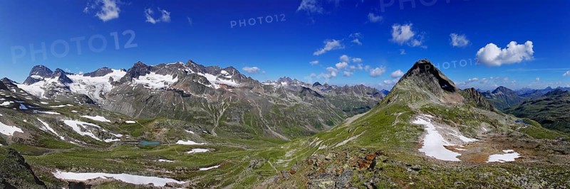 Panoramic view from Piz R6, Silvretta, Vorarlberg, Austria, Europe