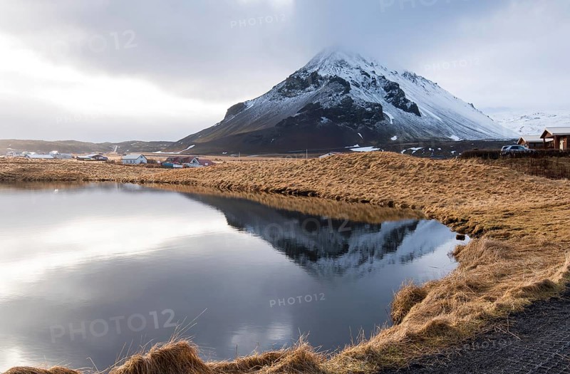 Typical Icelandic mountain landscape at Arnarstapi area in Snaefellsnes peninsula in Iceland