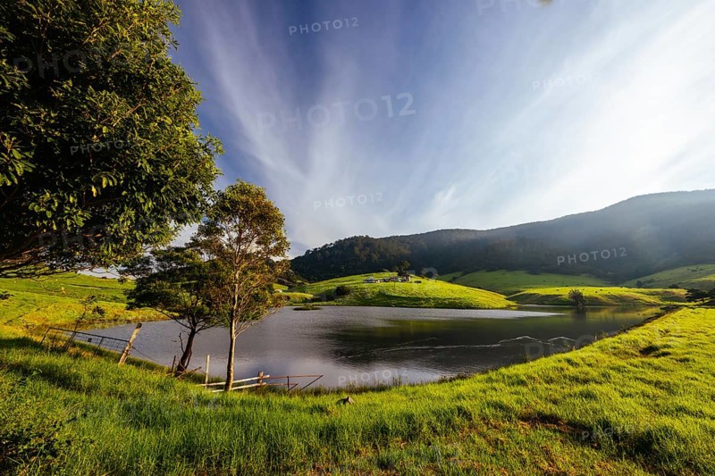 Landscape view at sunset over Mount Dromedary near Central Tilba in New South Wales, Australia, Oceania