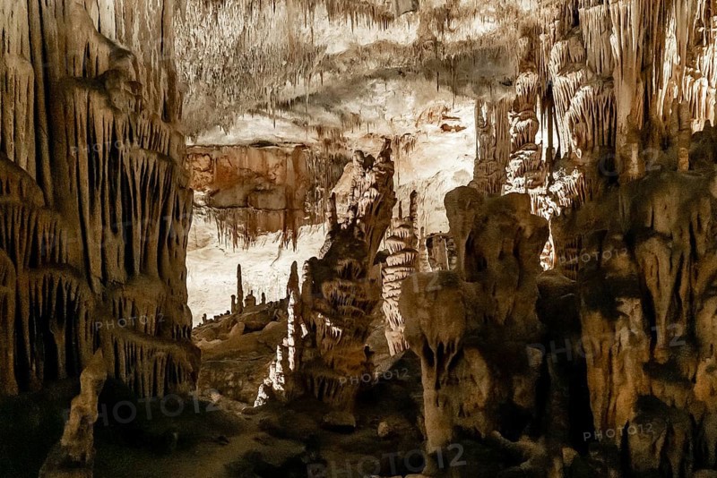 Porto Cristo, Spain, 23 January, 2024: view of the rock formations inside the Cuevas del Drach in eastern Majorca, Europe
