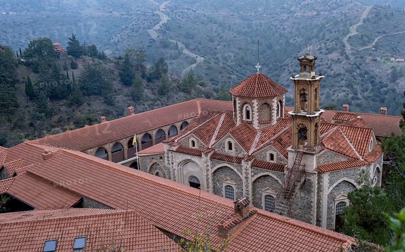 Christian orthodox monastery of Machairas dedicated to the Virgin Mary. Cyprus churches. Troodos mountains in Cyprus